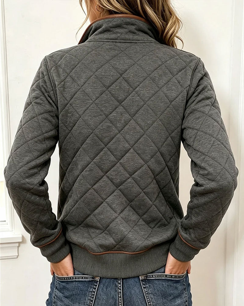 Argyle Half-Zip Collared Sweatshirt