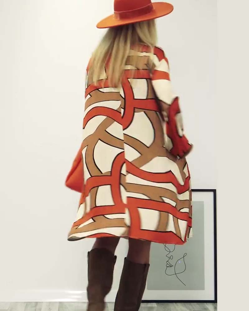 Round neck printed dress