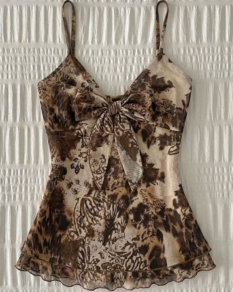 Leopard Bowknot Cami Top