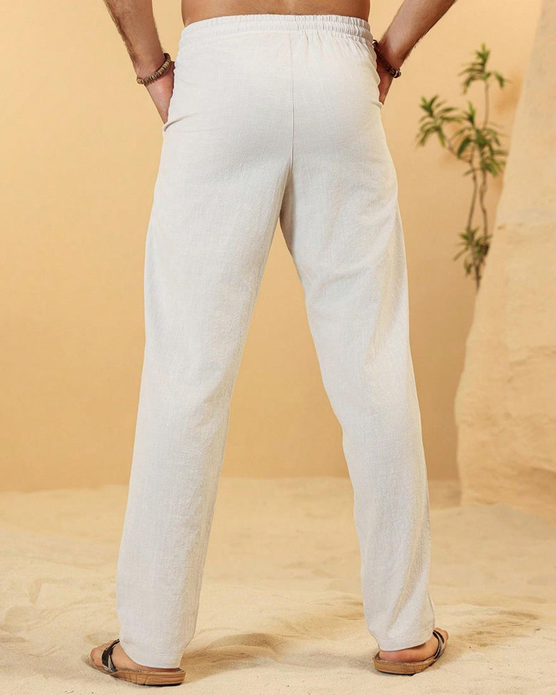 Elastic Waist Drawstring Tapered Pants