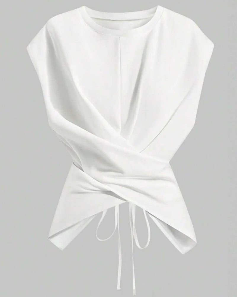 A Cross-Strap Hem Cropped Top