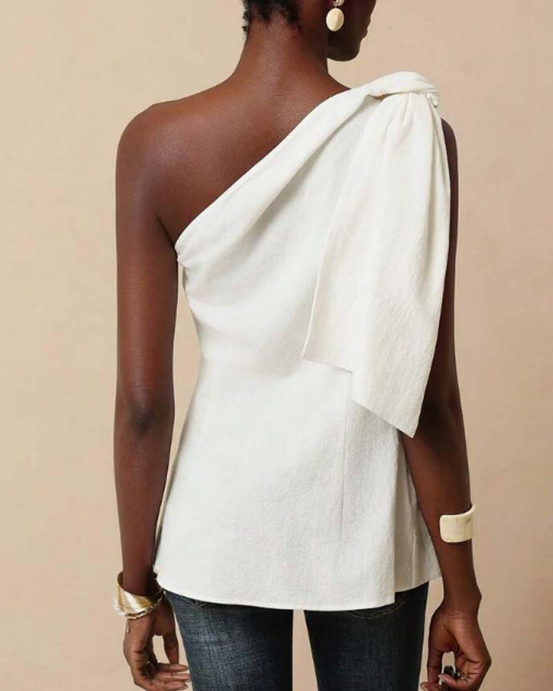 Off-Shoulder Cross Tie Design Blouse