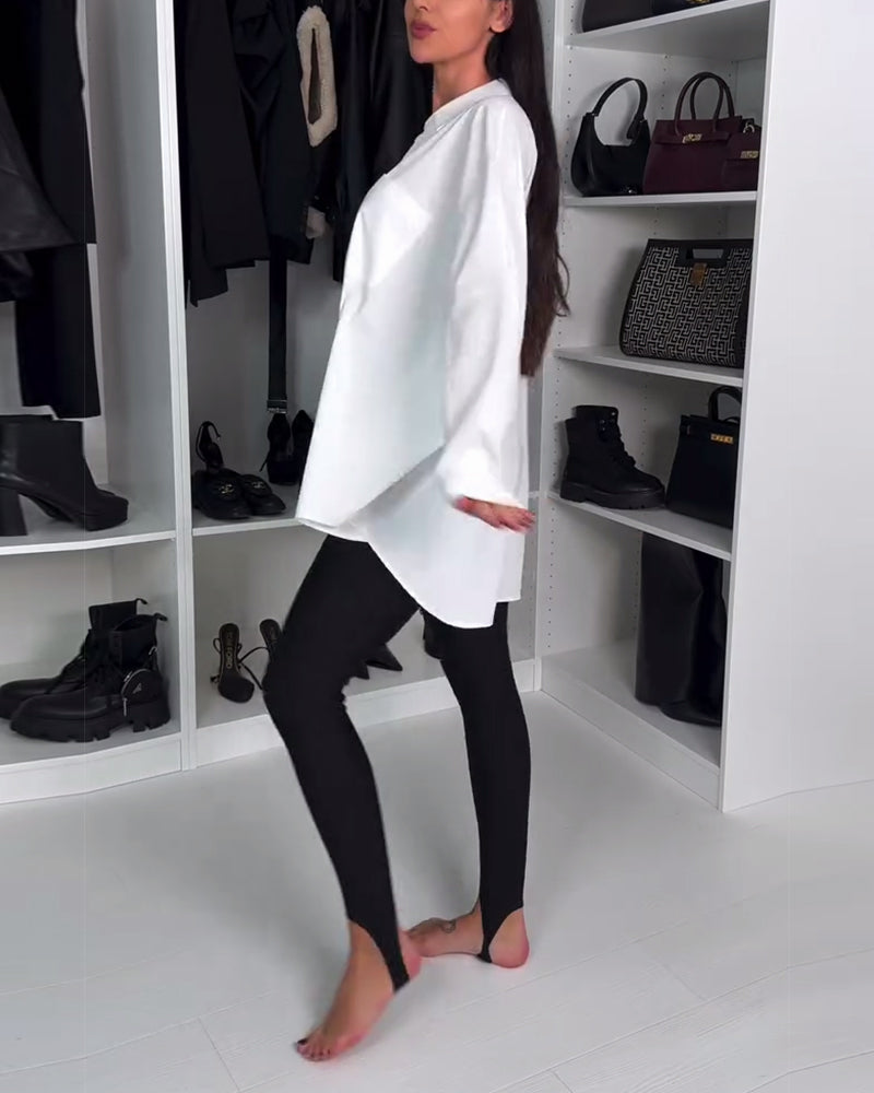 Solid Color Leggings With Ankle Straps