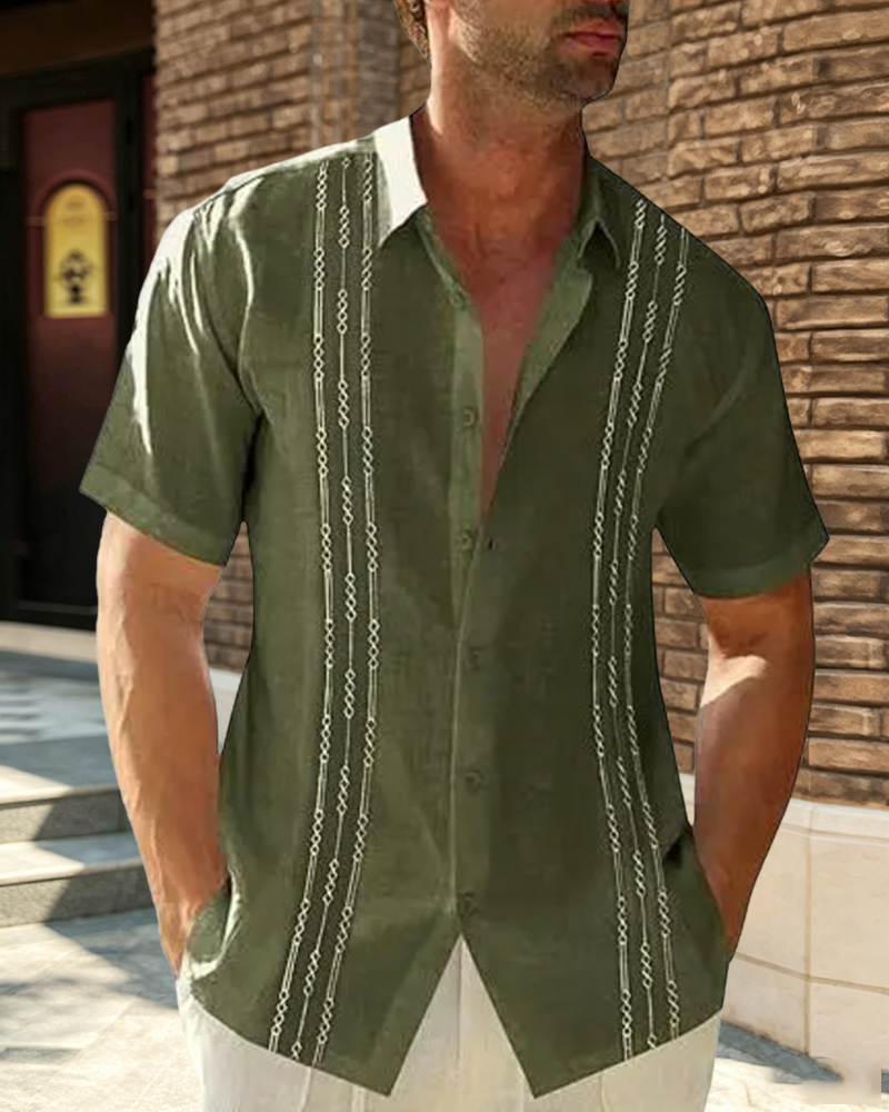 Men's Lapel Short Sleeve Shirt