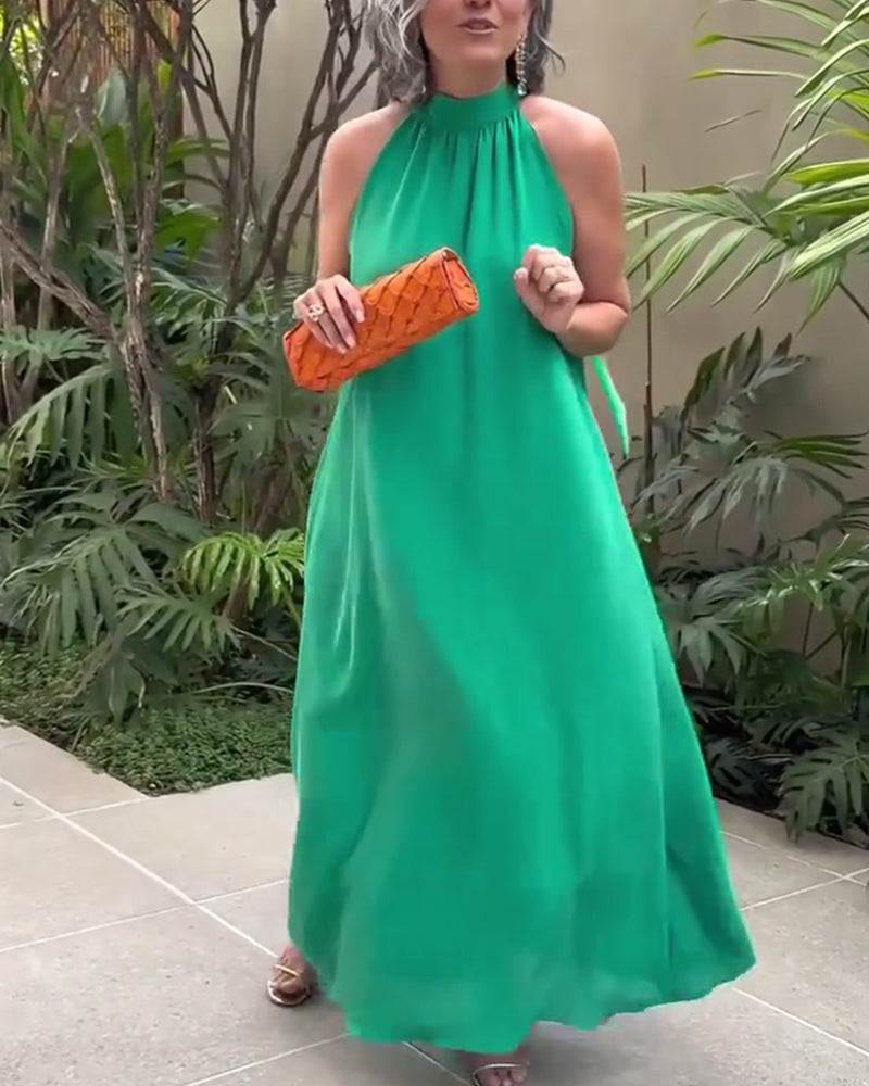 Halter-Neck Sleeveless Elegant Long Dress