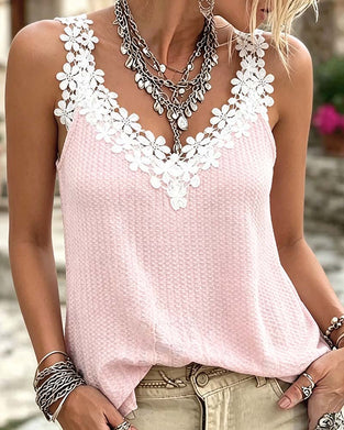 Three-Dimensional Lace Strappy Cami Top