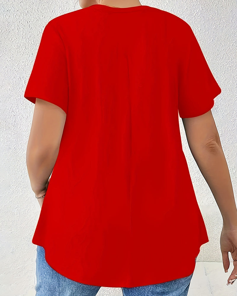 Solid Short Sleeve Crisscross Strap T-Shirt