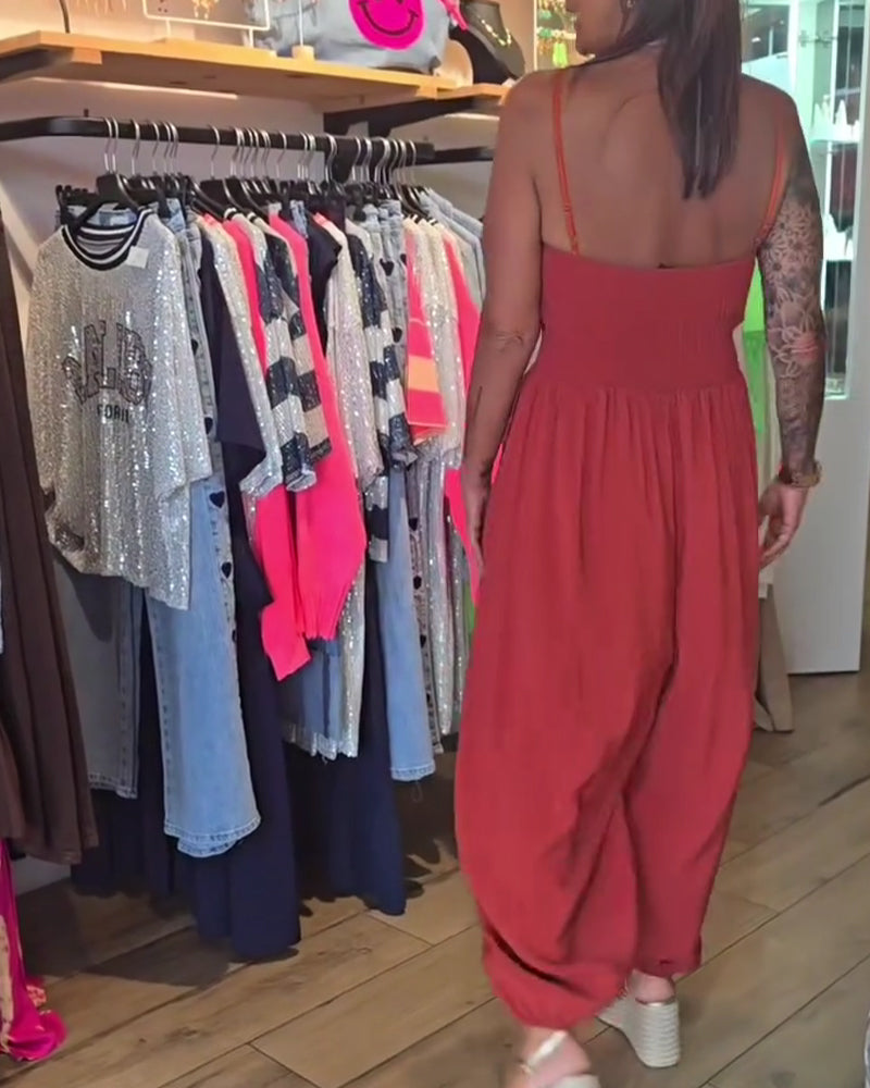 Bandeau Spaghetti Strap Wide Leg Jumpsuit