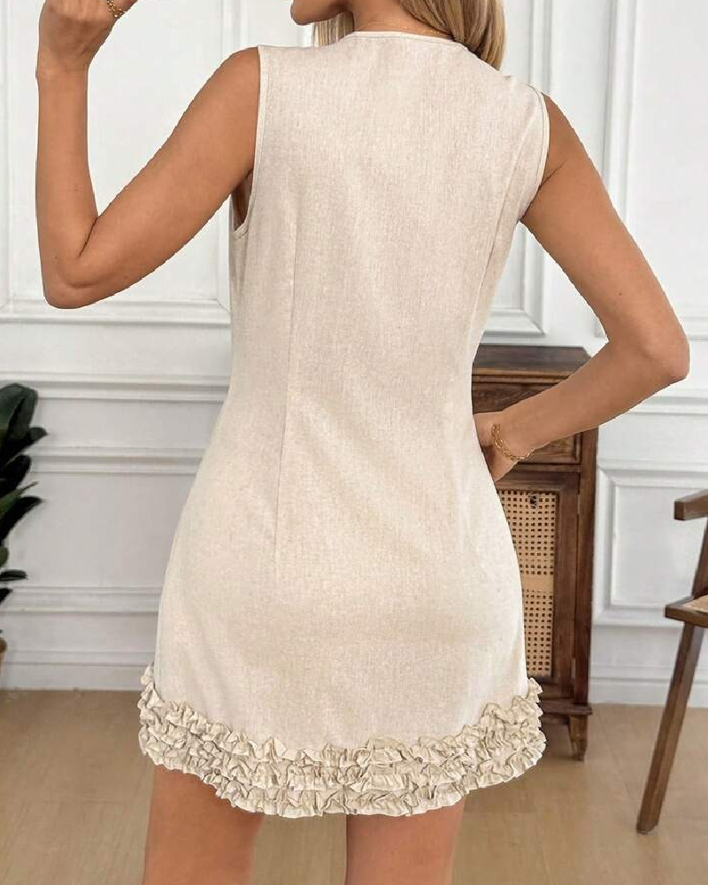 Sleeveless Ruffle Waist-Cinch Short Length Dress