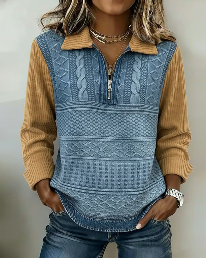 Color-Blocked Jacquard Sweatshirt