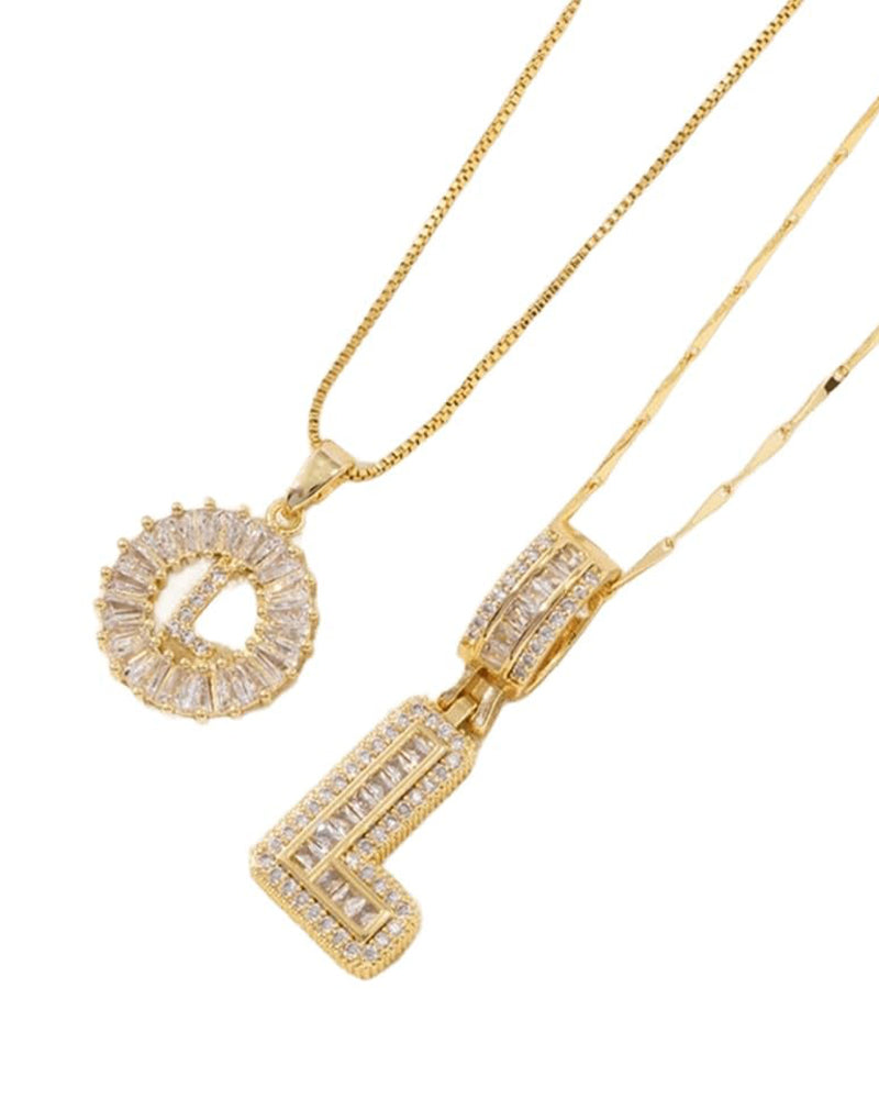 Initial Letter Pendant Necklaces -2 Pack