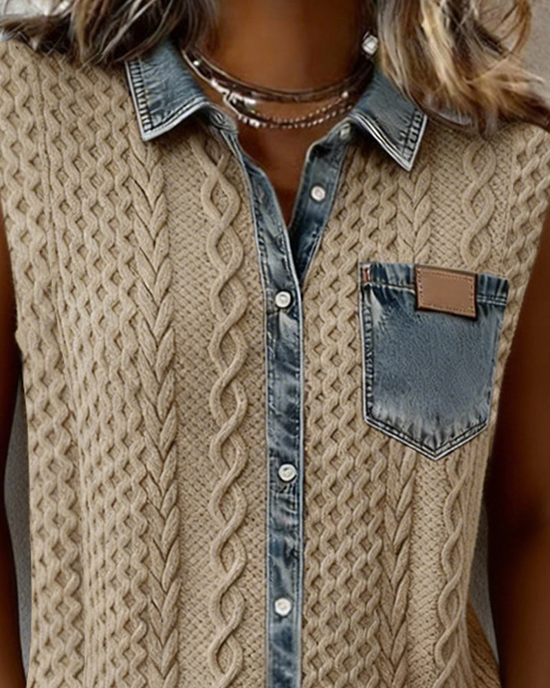 Patchwork Denim Fashion Tank Top