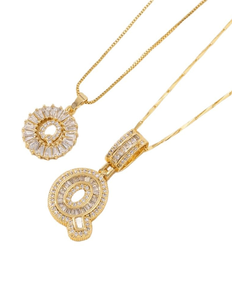 Initial Letter Pendant Necklaces -2 Pack