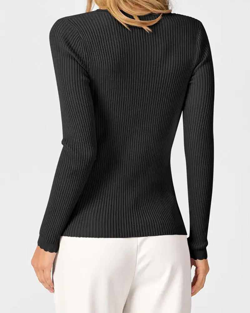 Slim Fit Solid Color V-Neck T-Shirt