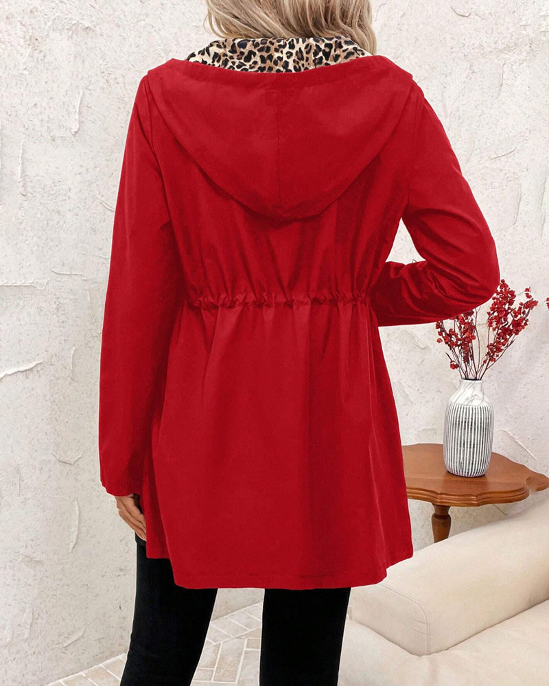 Hooded Reversible Leopard Print Coat