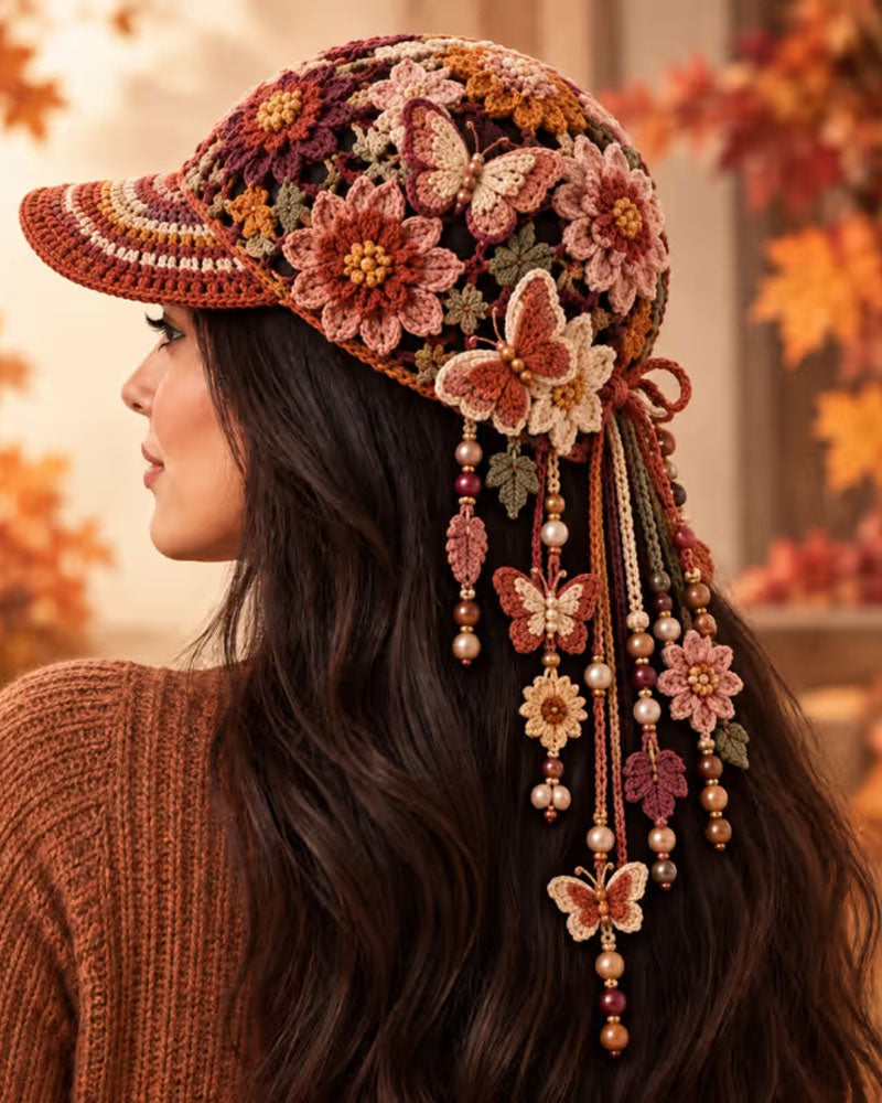🍂 Women’s Handmade Crochet Autumn Baseball Cap