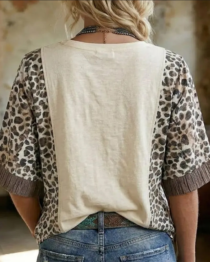 Leopard Patchwork Lace T-Shirt