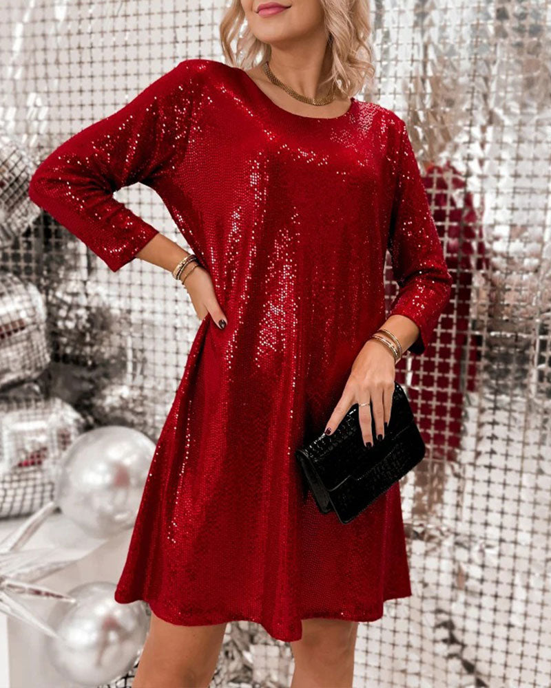 Solid Casual Long Sleeve Dress