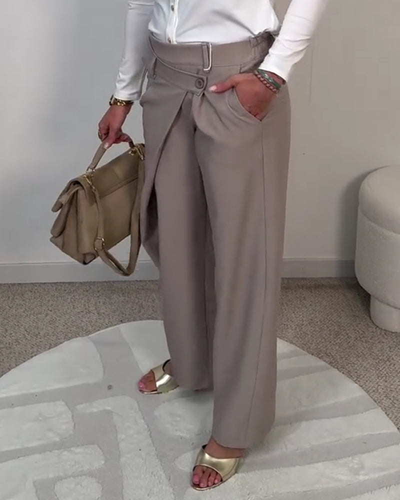 Casual Solid Color Irregular Pants