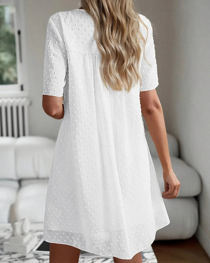 Casual Lace Short-Sleeved Round Neck Dress