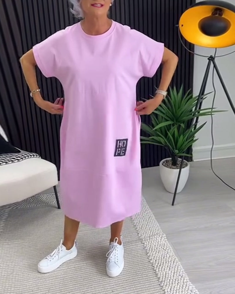 Short Sleeve Casual Straight Pocket Dress