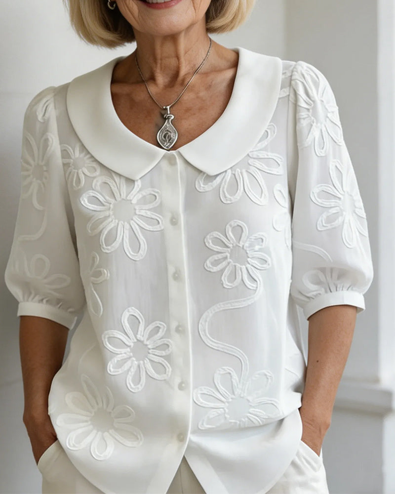 Floral Print Short-Sleeve Blouse