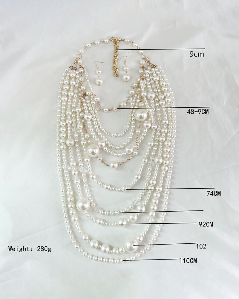 Multi-Layer Long Pearl Necklace