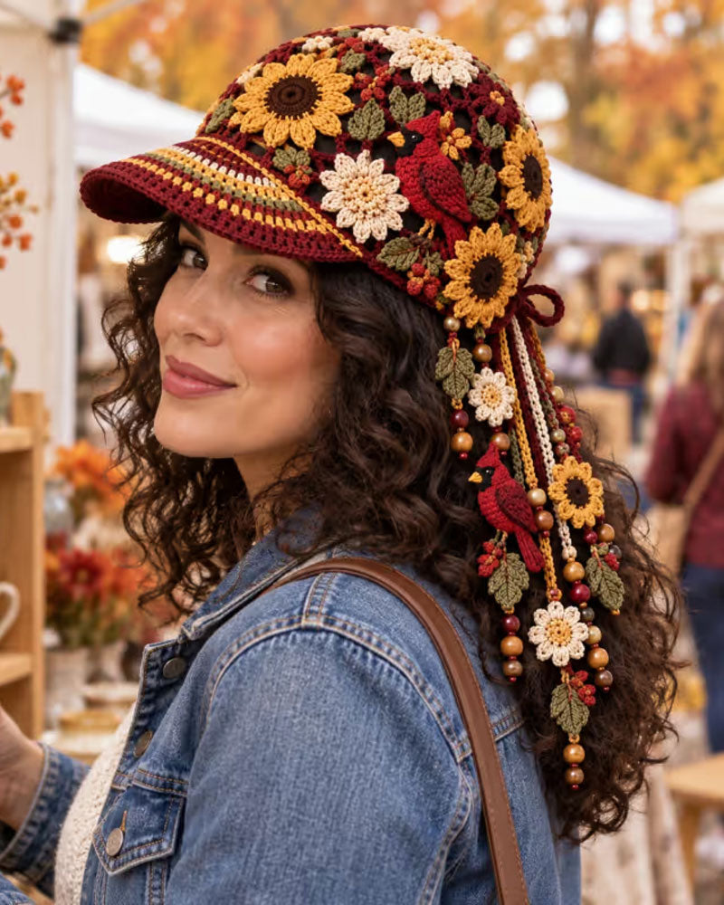 🍂 Women’s Handmade Crochet Autumn Baseball Cap