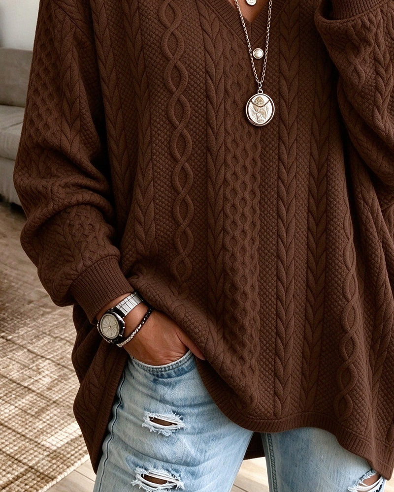 V-Neck Mid-Length Loose Top