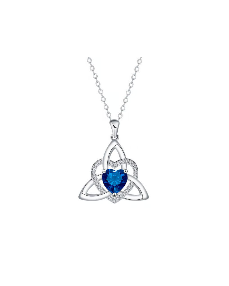 Birthstone Celtic Trinity Knot Heart Necklace✨ Heart Shape Celtic Trinity Knot Birthstone Pendant