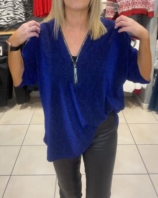 Casual Long Sleeve Zipper Loose Top