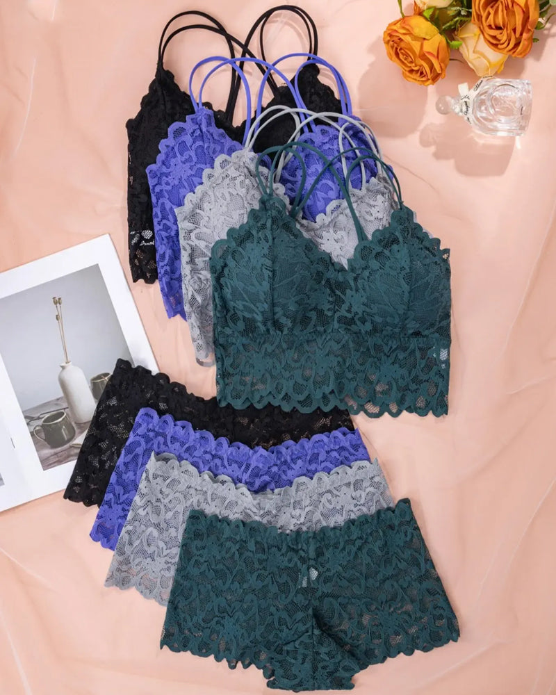 Lace Cutout Back Lingerie Set