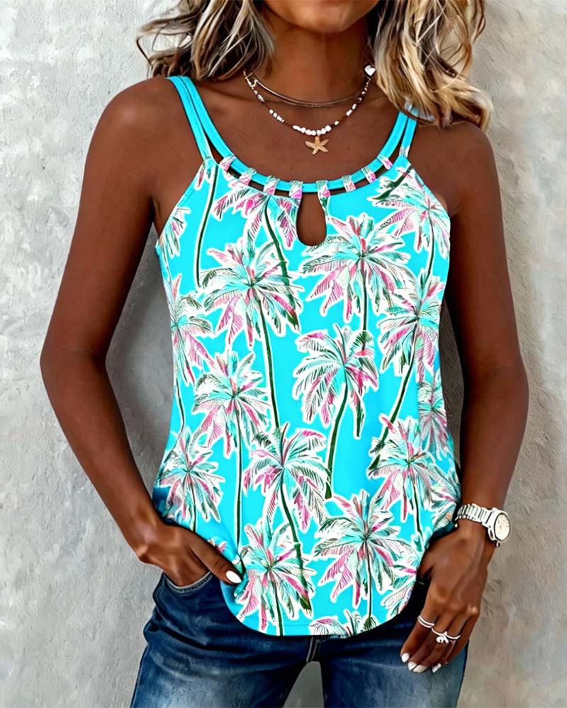 Sleeveless Print Strappy Cami Top