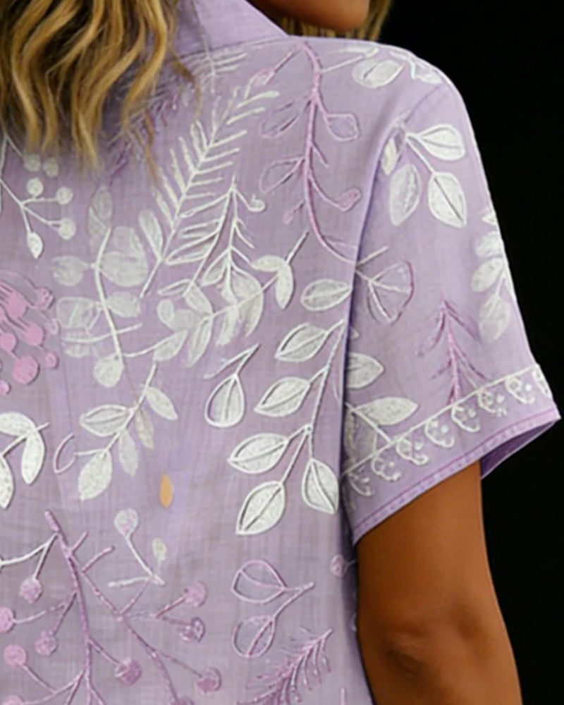 Embroidered V-Neck Blouse