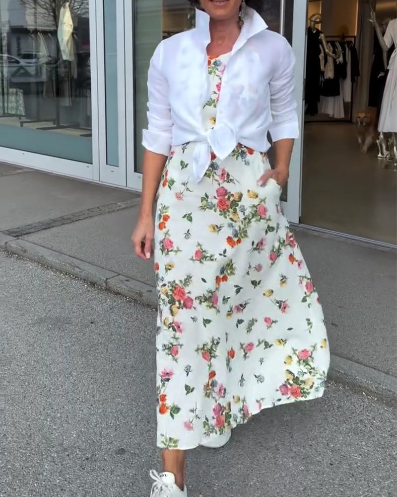 Sleeveless Printed Casual Dress