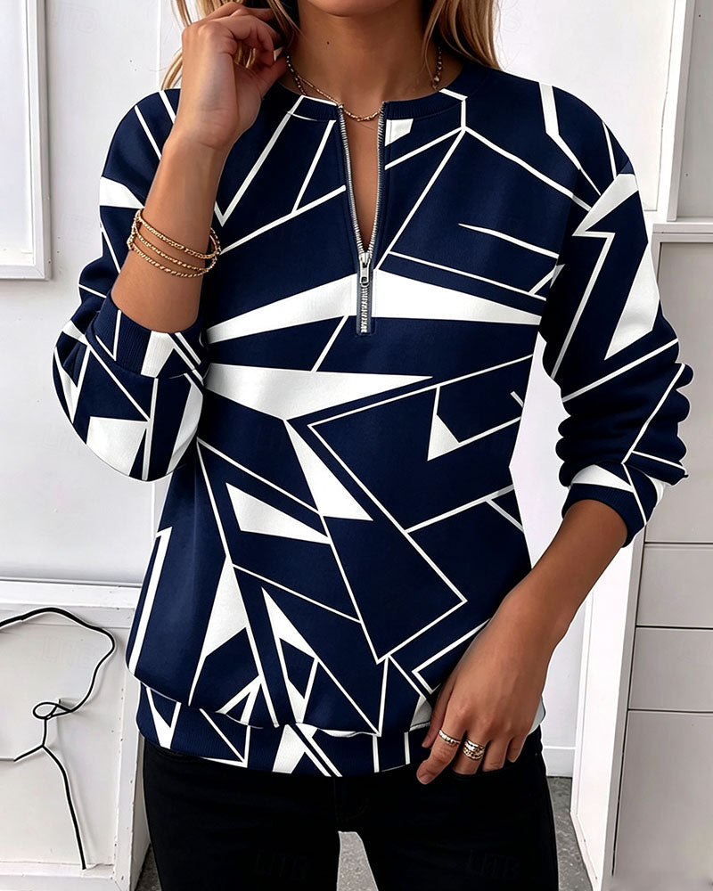 Casual Zip Long Sleeve Sweatshirt