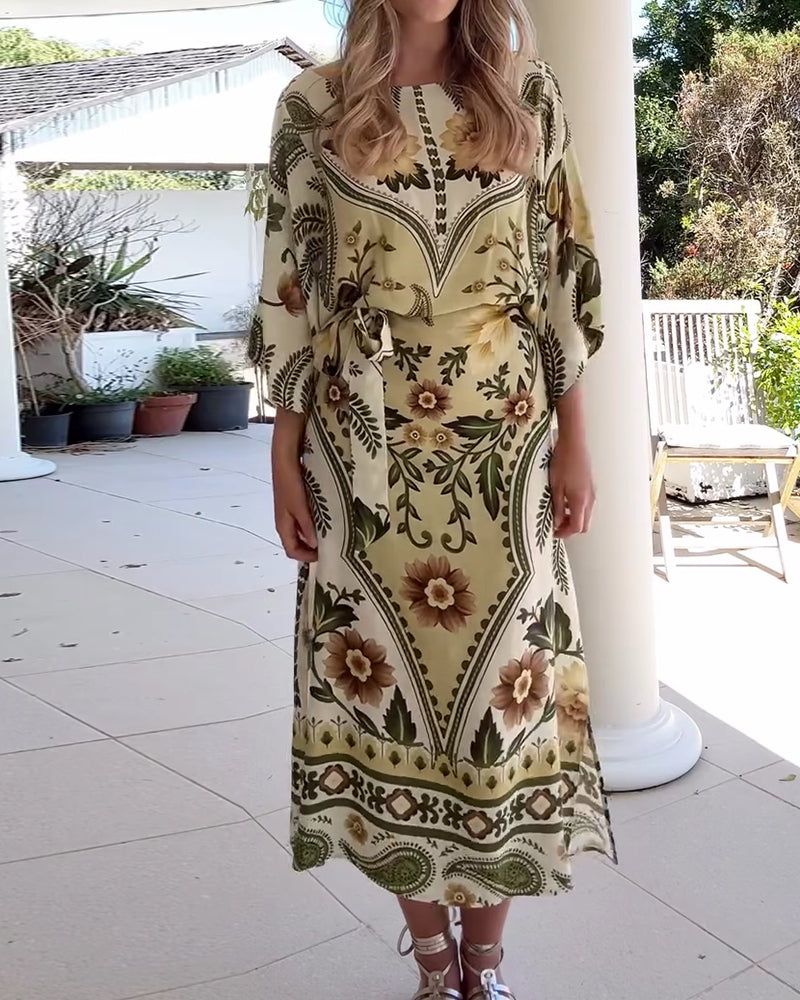 Round Neck Floral Print Dress