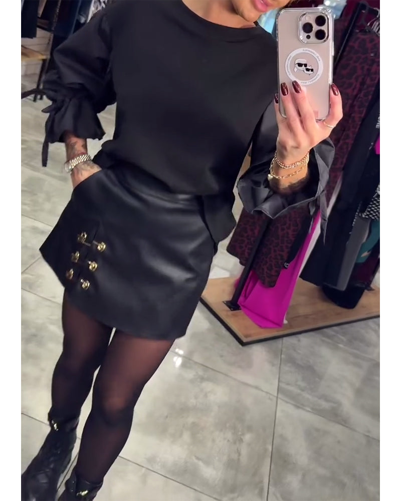 Solid color elegant pullover sweatshirt