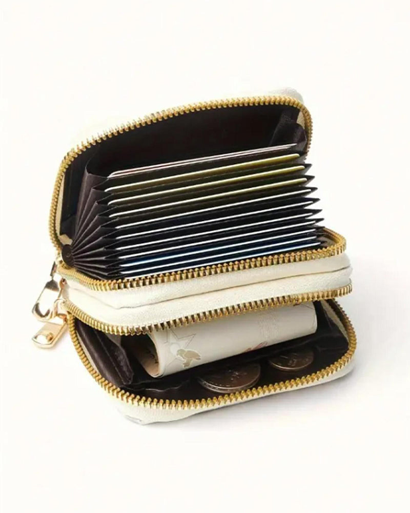 Rfid Blocking Card Holder Double Zipper Wallet