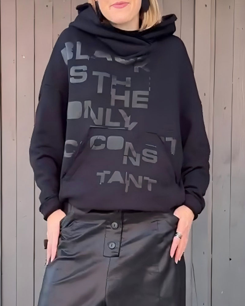 Letter Print Loose Long Sleeve Pullover Hoodie