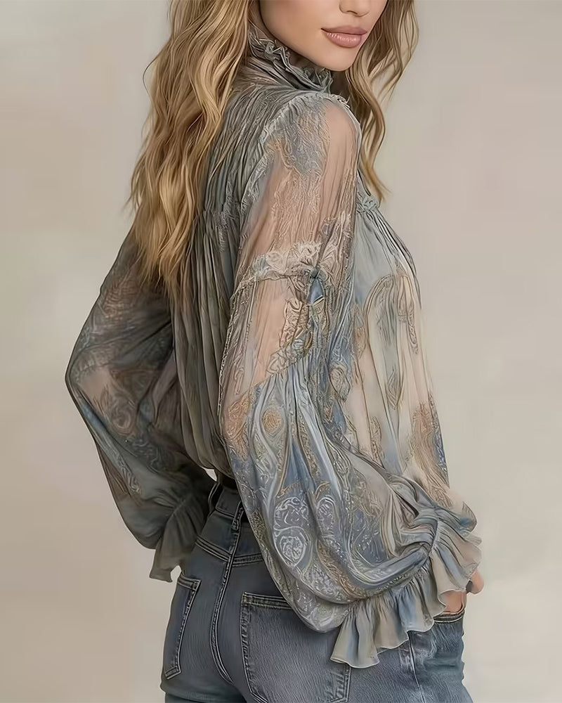 Bohemian Style Cashew Flower Fashion Blouse