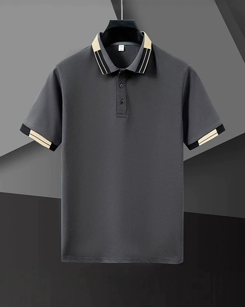 Color Block Short Sleeve Polo Shirt