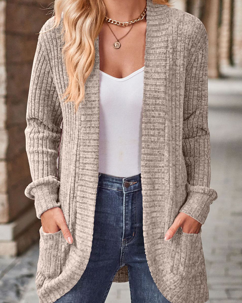 Brushed Casual Long-Sleeve Coat