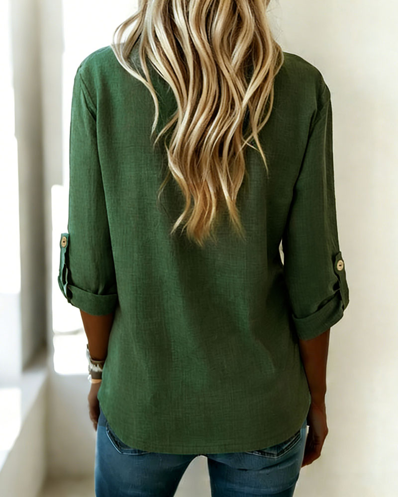 Solid Color Irregular Neckline Top
