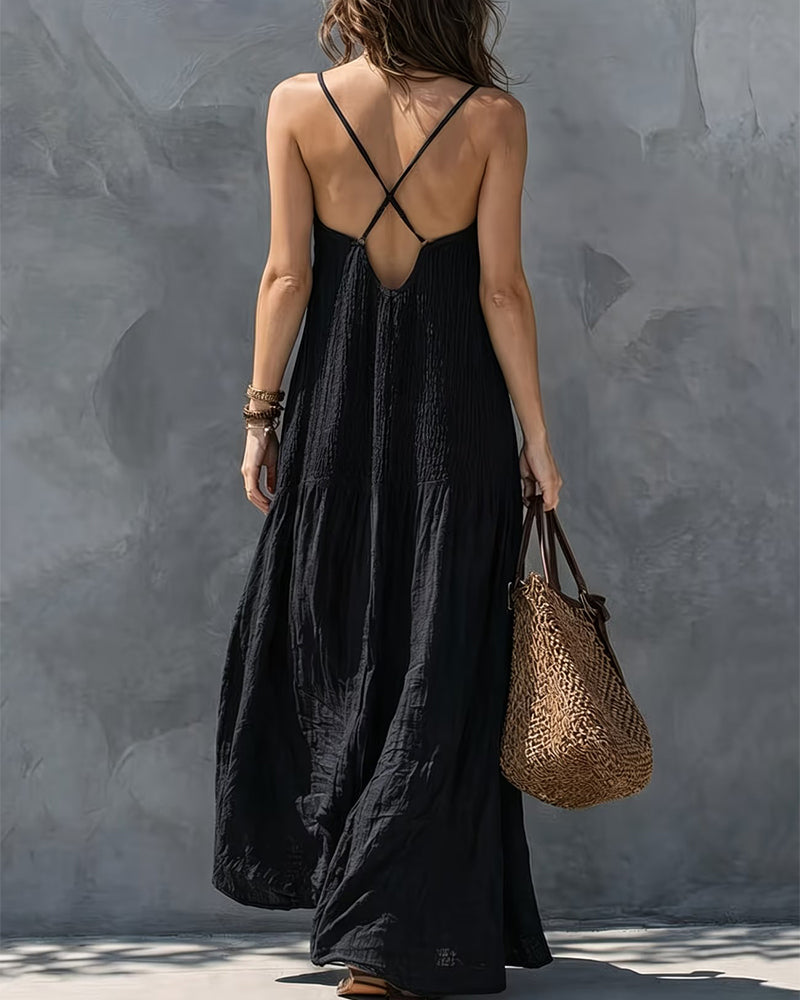Spaghetti Straps Solid Color Dress