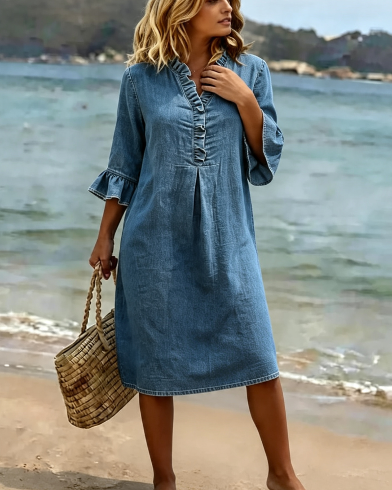 Ruffled V-Neck Dress