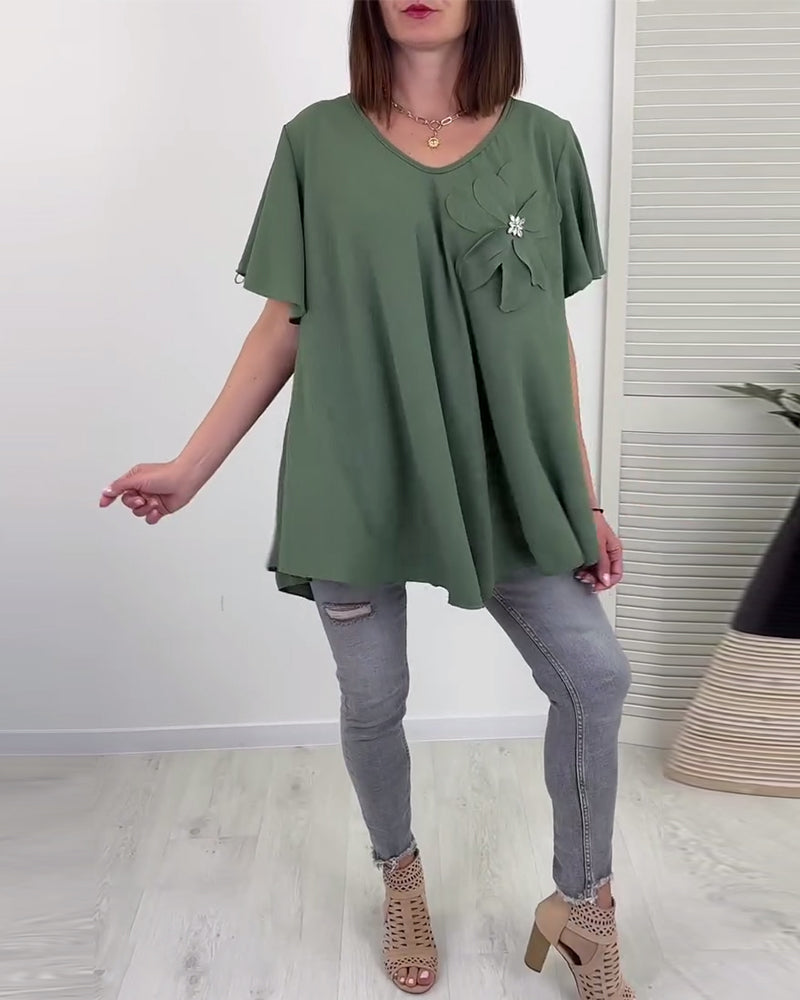 Loose V-Neck Blouse