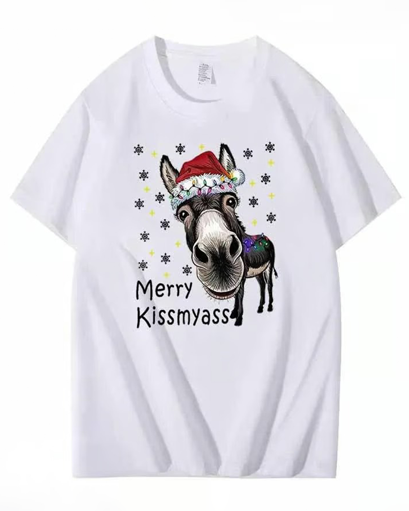 Christmas Funny Print Short Sleeve T-Shirt