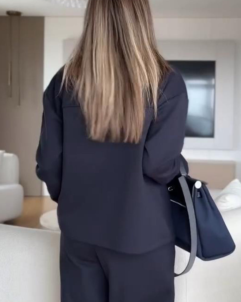 Color-Blocking Lapel Shirt