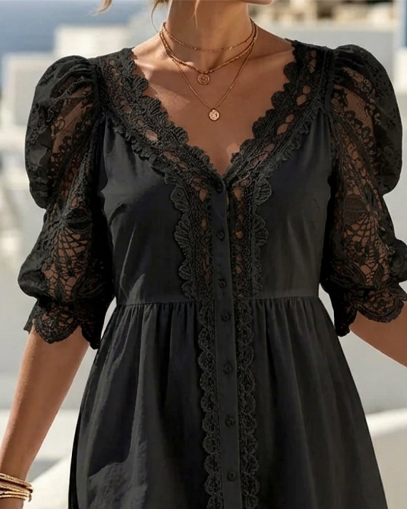 Puff Sleeve Lace Dress